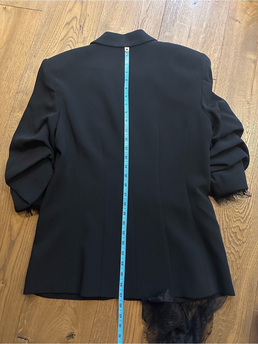 Cinq a Sept Black Asymmetric Lace-Trim Blazer - Picture 12 of 16
